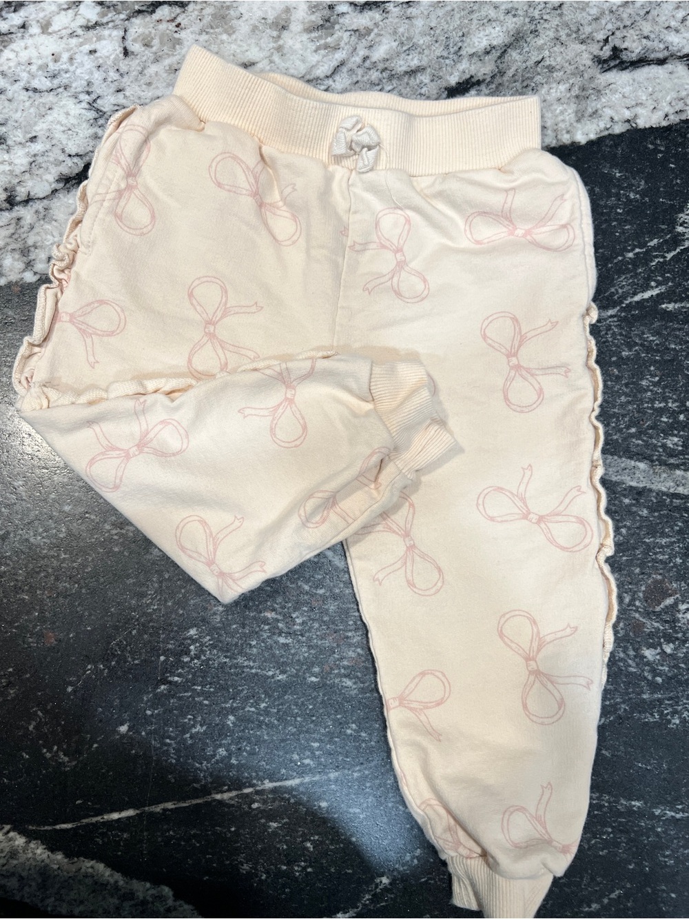 Rabbit + Bear Organic 24M Bow Print Joggers | Organic Cotton Toddler Girl Pants